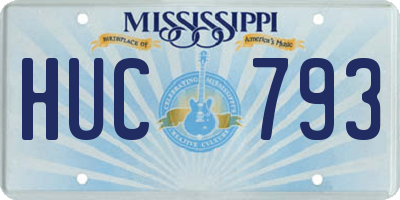 MS license plate HUC793