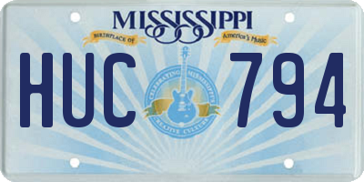 MS license plate HUC794