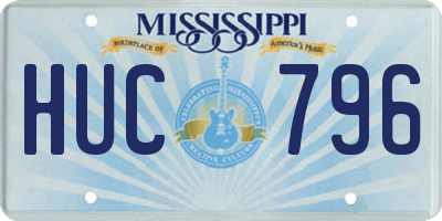 MS license plate HUC796