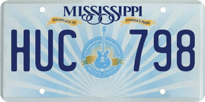 MS license plate HUC798