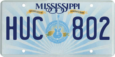 MS license plate HUC802