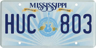 MS license plate HUC803