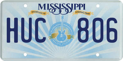 MS license plate HUC806