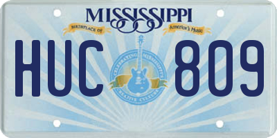 MS license plate HUC809