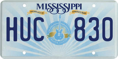 MS license plate HUC830