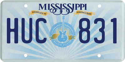 MS license plate HUC831