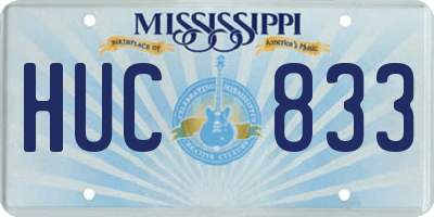 MS license plate HUC833