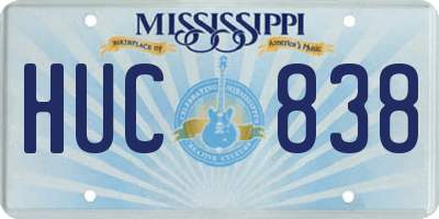 MS license plate HUC838