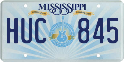 MS license plate HUC845
