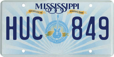 MS license plate HUC849