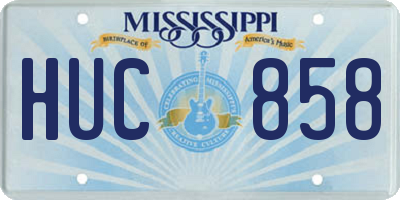 MS license plate HUC858