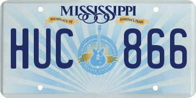 MS license plate HUC866