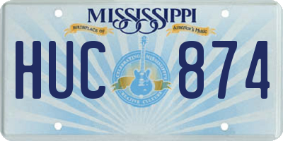 MS license plate HUC874