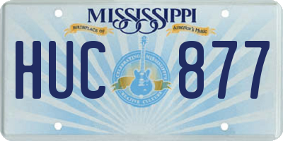 MS license plate HUC877