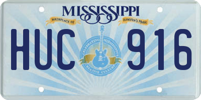 MS license plate HUC916