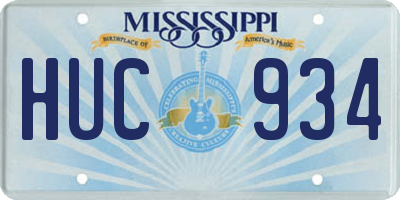 MS license plate HUC934