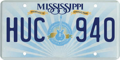 MS license plate HUC940