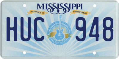 MS license plate HUC948