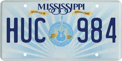 MS license plate HUC984