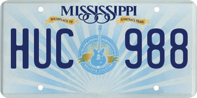 MS license plate HUC988