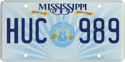 MS license plate HUC989