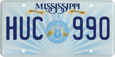 MS license plate HUC990