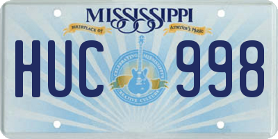 MS license plate HUC998