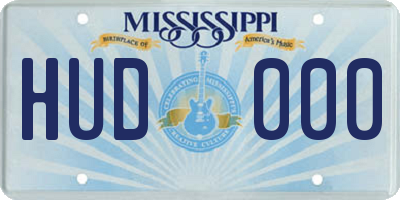 MS license plate HUD000