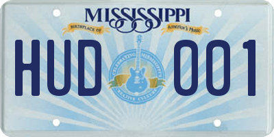 MS license plate HUD001