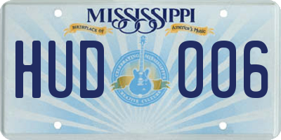 MS license plate HUD006