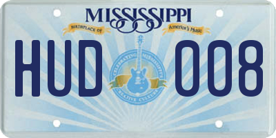 MS license plate HUD008