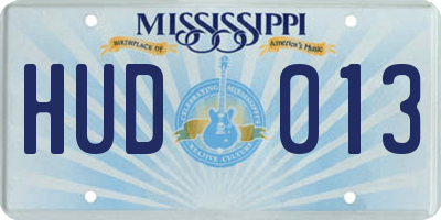 MS license plate HUD013