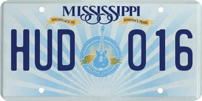 MS license plate HUD016