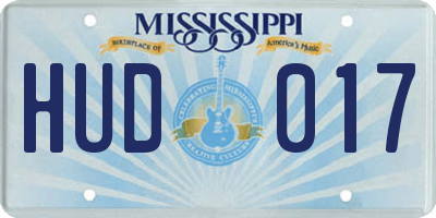 MS license plate HUD017