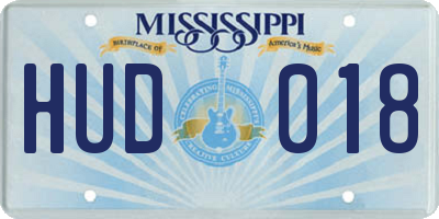 MS license plate HUD018