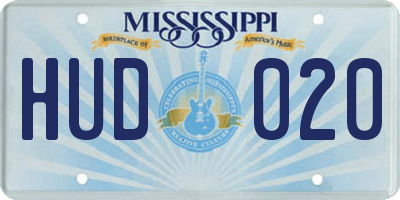MS license plate HUD020