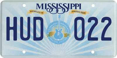 MS license plate HUD022