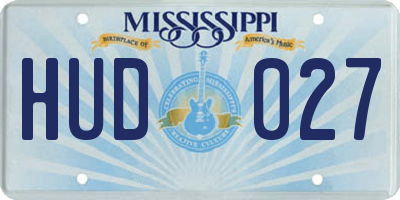 MS license plate HUD027