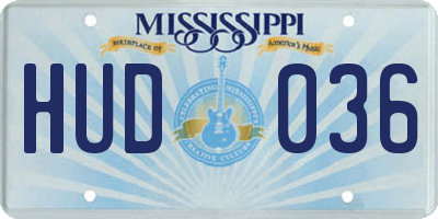 MS license plate HUD036