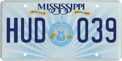 MS license plate HUD039