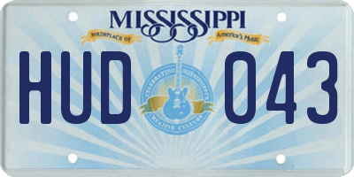 MS license plate HUD043
