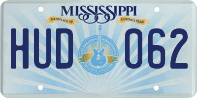 MS license plate HUD062