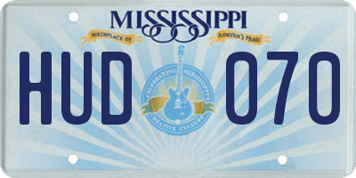 MS license plate HUD070