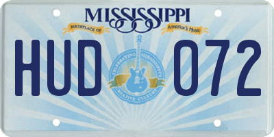 MS license plate HUD072