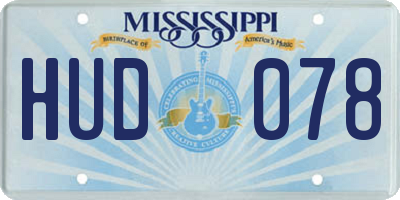 MS license plate HUD078