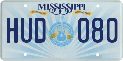MS license plate HUD080