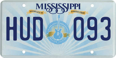 MS license plate HUD093