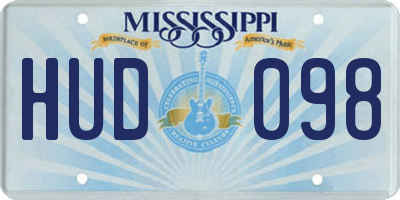 MS license plate HUD098