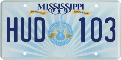 MS license plate HUD103