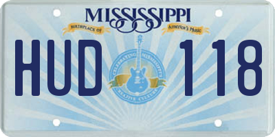 MS license plate HUD118